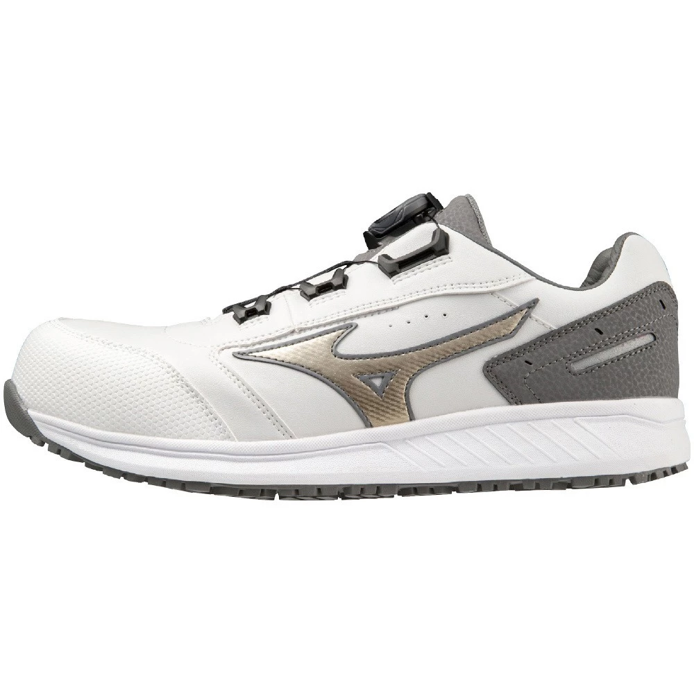 【飆破盤】MIZUNO 美津濃 安全鞋 F1GA247701 灰底白身金勾 工作鞋 保護 工程