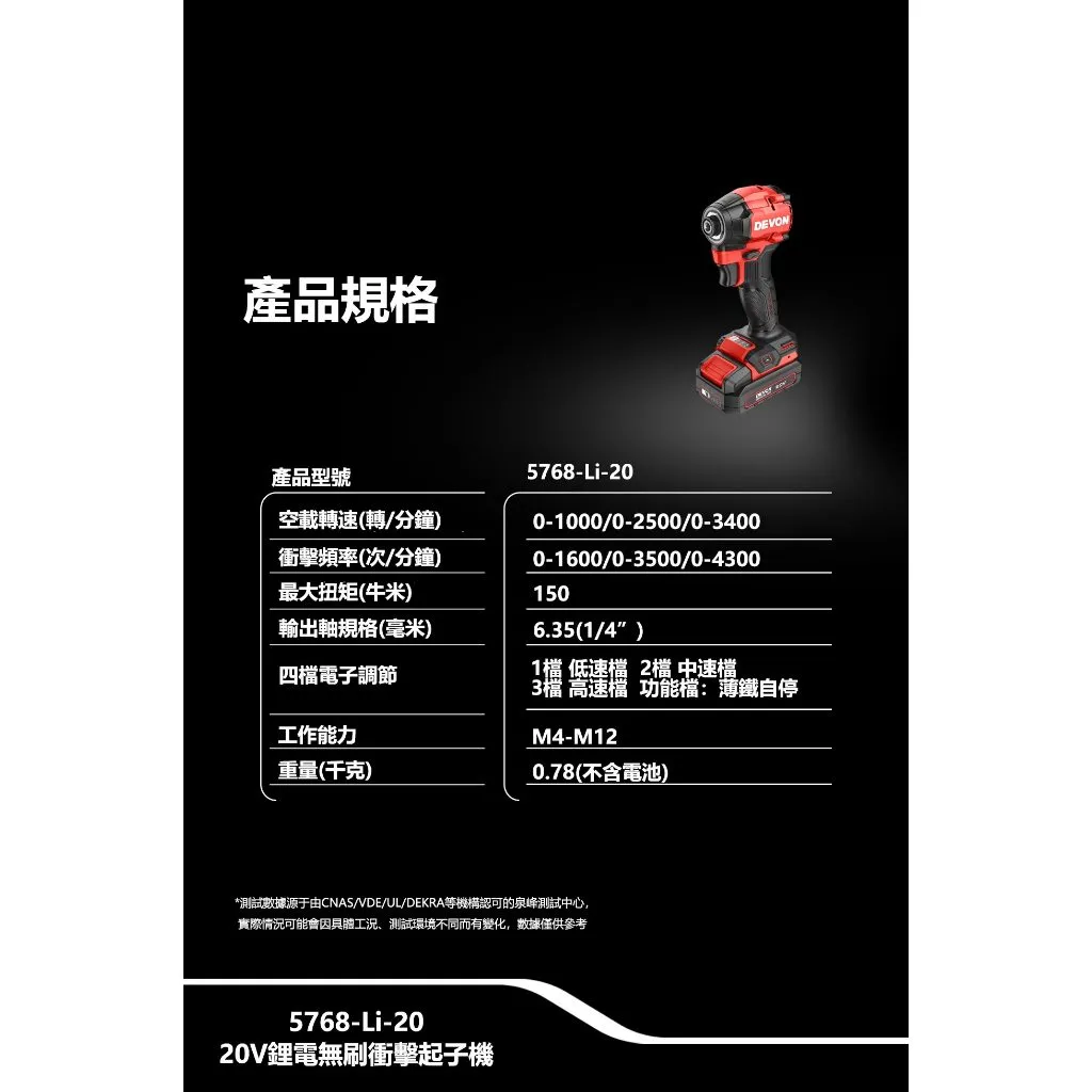 【飆破盤】DEVON大有 20V充電無刷起子機 5768-LI-20 電動工具 裝潢 工程 電工 無碳刷