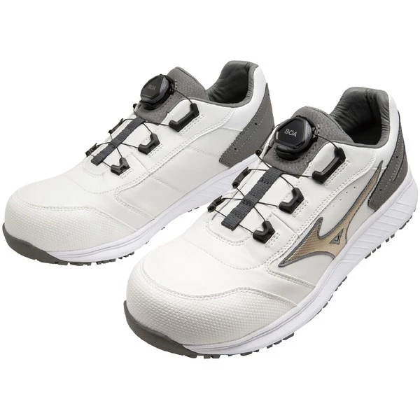 【飆破盤】MIZUNO 美津濃 安全鞋 F1GA247701 灰底白身金勾 工作鞋 保護 工程