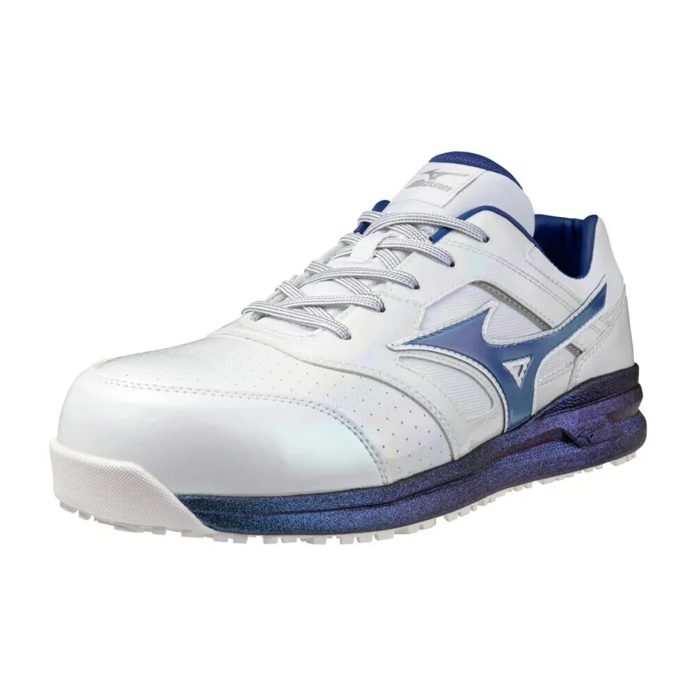 【飆破盤】MIZUNO 美津濃 安全鞋 F1GA256601 白底白身藍勾 工作鞋 防護鞋 保護 工程