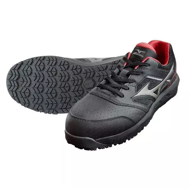 【飆破盤】MIZUNO 美津濃 安全鞋 黑底紅黑身灰勾 F1GD248009 松懋SMU 工作鞋 保護 鞋子