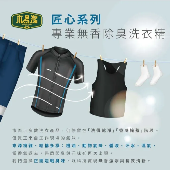 【飆破盤】木易潔 Wooden Clean 匠心專業無香除臭洗衣精 職人洗衣精 去味洗衣精 低敏無香精 4L 1L