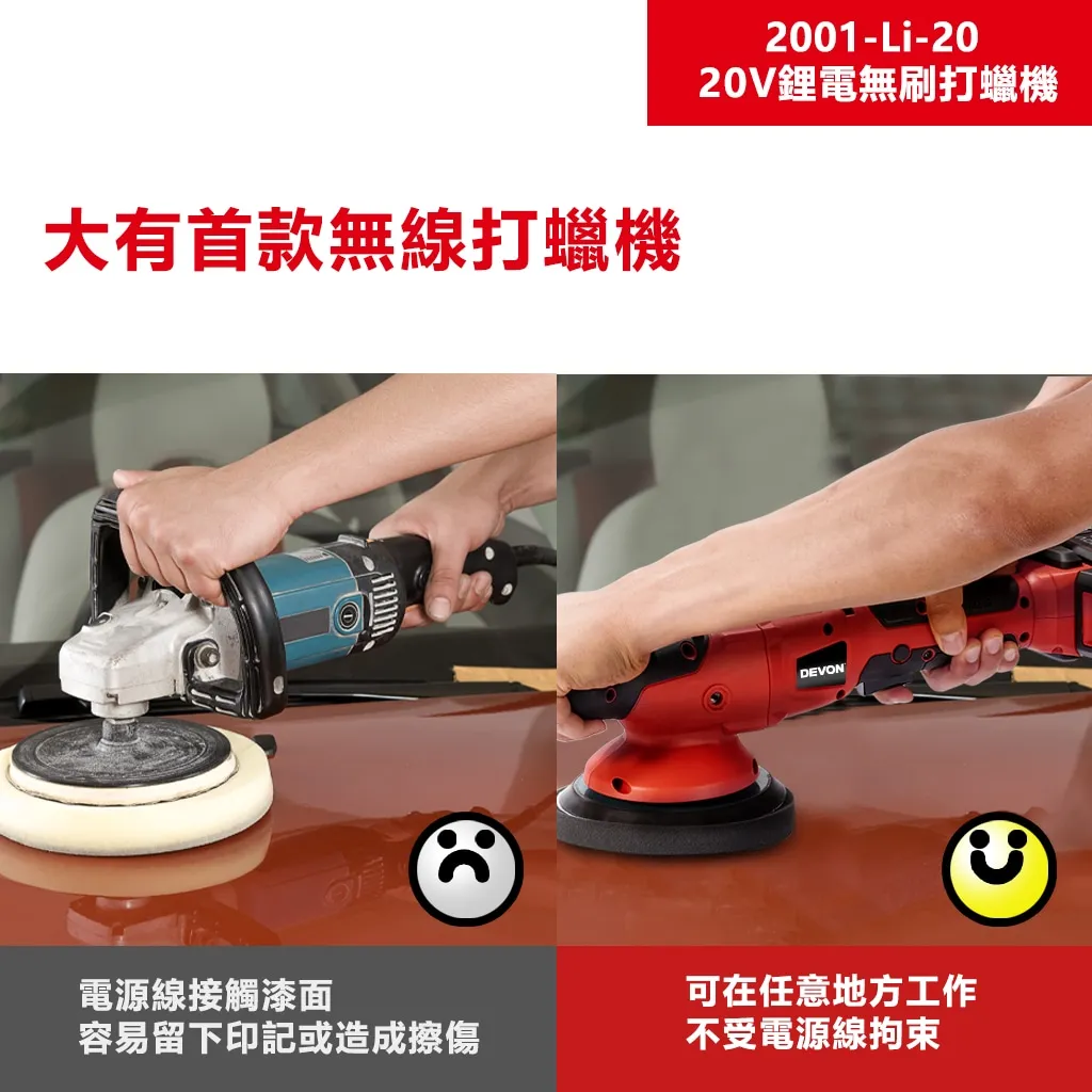 【飆破盤】DEVON大有 20V無刷打蠟機 2001-LI-20 打磨
