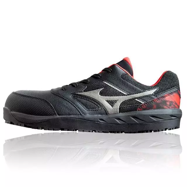 【飆破盤】MIZUNO 美津濃 安全鞋 黑底紅黑身灰勾 F1GD248009 松懋SMU 工作鞋 保護 鞋子
