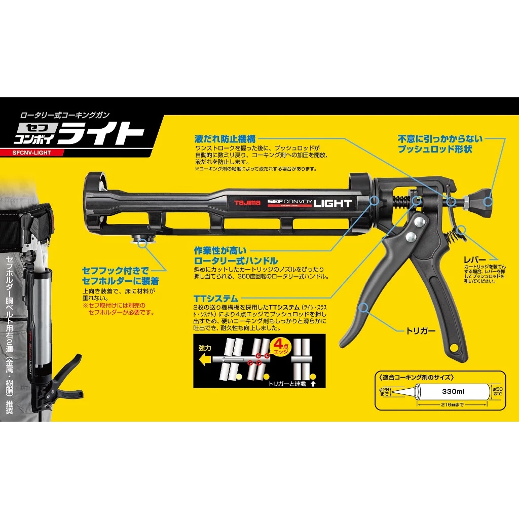 【飆破盤】日本 TAJIMA 田島 快扣式矽膠槍LIGHT SFCNV-LIGHT 快扣工具 輕質樹脂機身