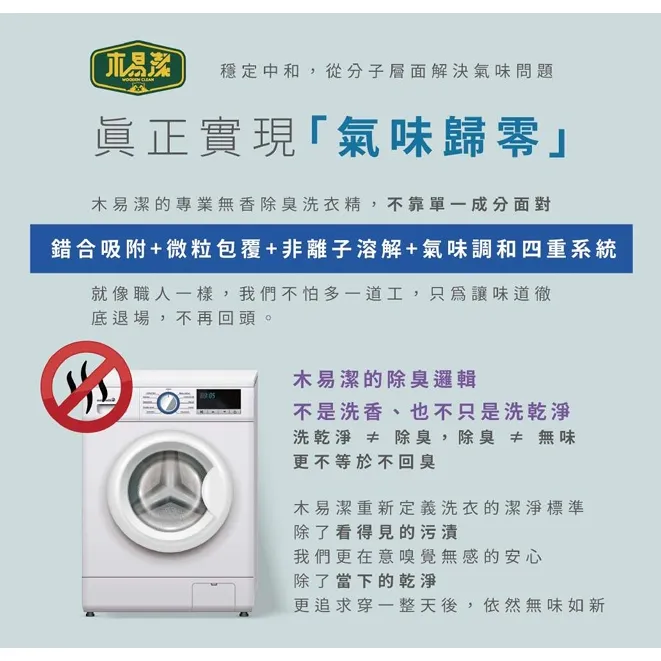 【飆破盤】木易潔 Wooden Clean 匠心專業無香除臭洗衣精 職人洗衣精 去味洗衣精 低敏無香精 4L 1L