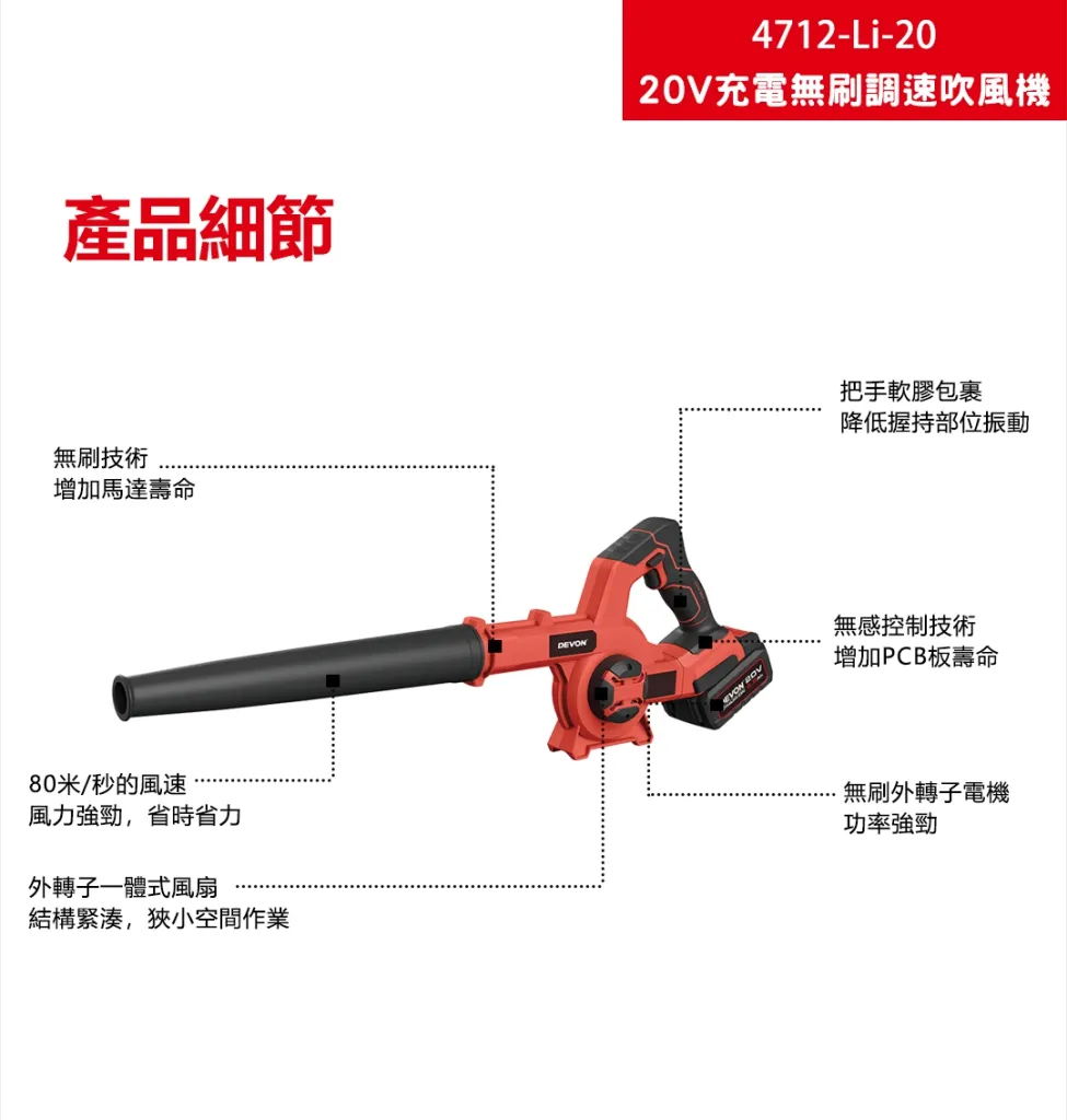 【飆破盤】DEVON大有 20V 無刷 調速吹風機 吹地 鼓風機 園藝 工程 吹風機 可調速