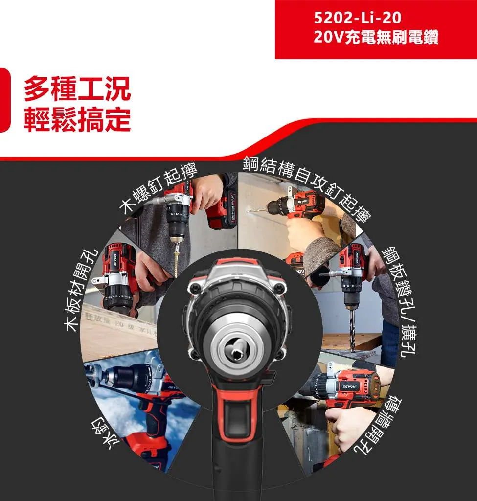 【飆破盤】DEVON大有 20V無刷震動電鑽 160Nm 工程 鑽洞 家用 裝潢