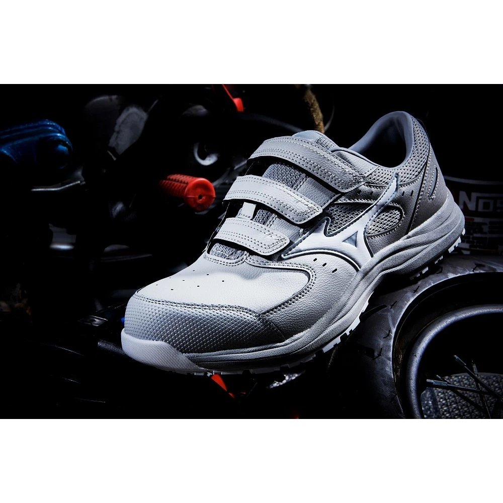 【飆破盤】MIZUNO 美津濃 安全鞋 F1GA266205 白底白身白勾 魔鬼氈 防護鞋 塑鋼 工作鞋 舒適