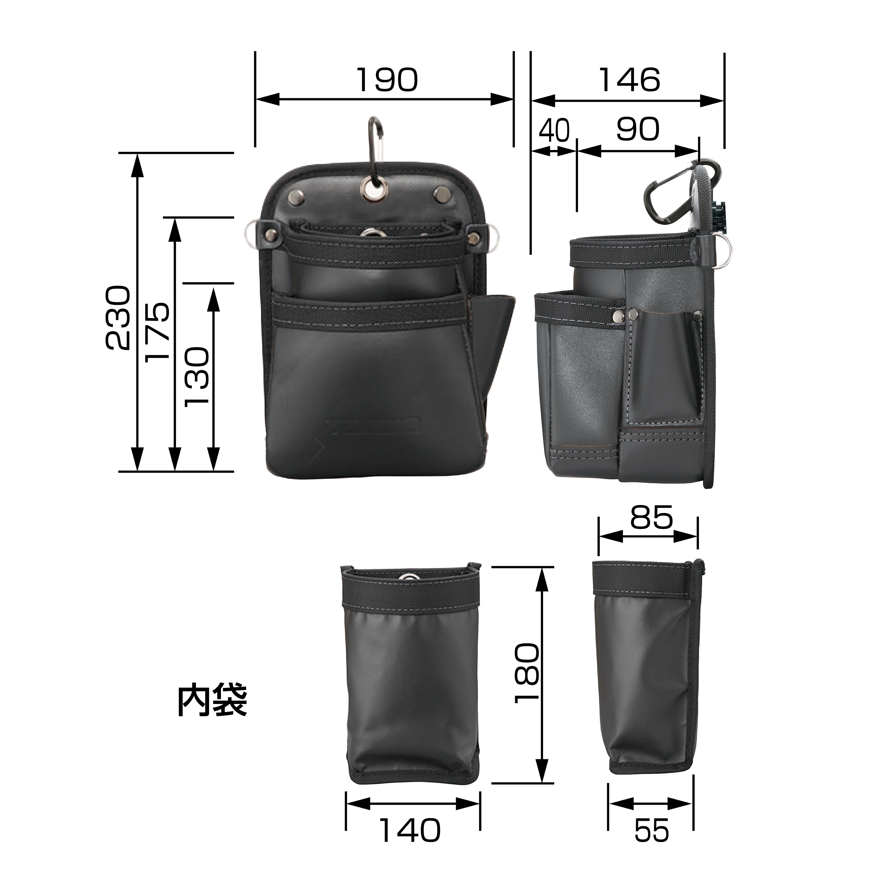 【飆破盤】日本 TAJIMA 田島 SFKBK-2S2H 雙快扣真皮腰袋2層(小) 工具袋 收納