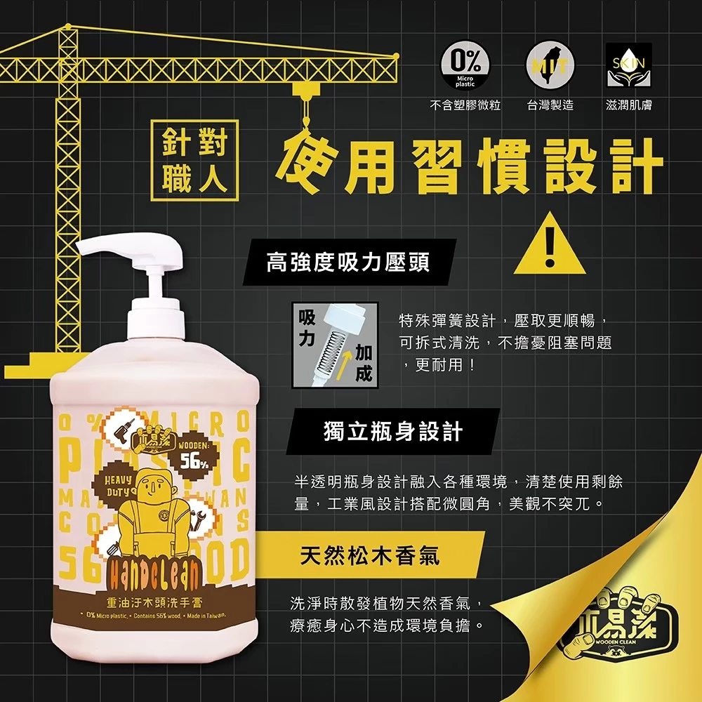 【飆破盤】免運優惠 木易潔 Hand Clean 木質纖維洗手膏 洗手乳 重油汙專用 天然環保 護手配方 去污 黑手