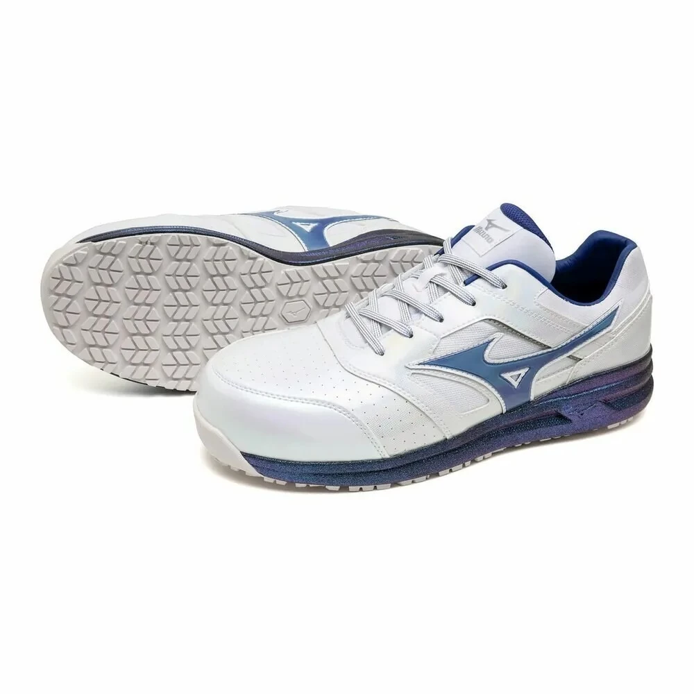 【飆破盤】MIZUNO 美津濃 安全鞋 F1GA256601 白底白身藍勾 工作鞋 防護鞋 保護 工程