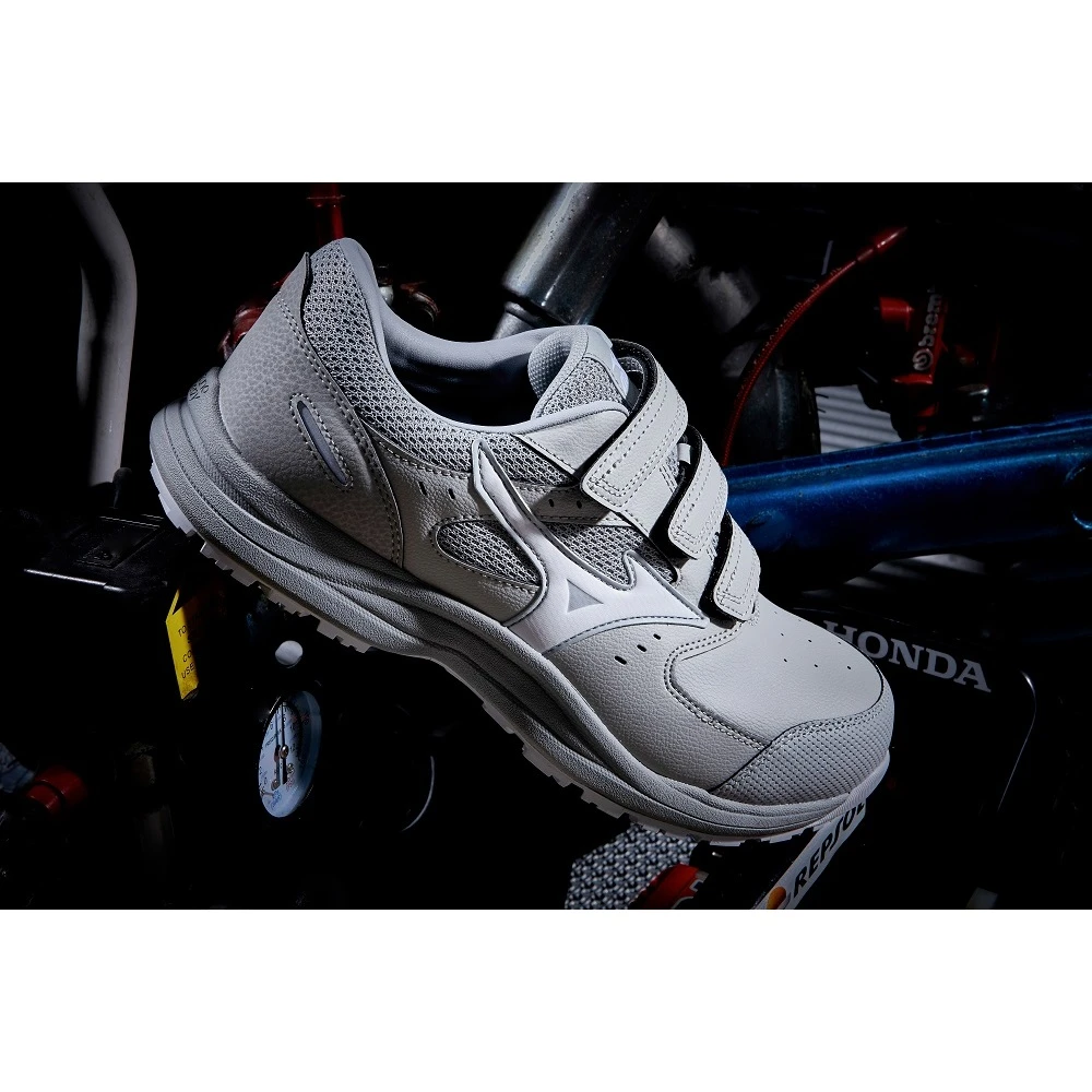 【飆破盤】MIZUNO 美津濃 安全鞋 F1GA266205 白底白身白勾 魔鬼氈 防護鞋 塑鋼 工作鞋 舒適