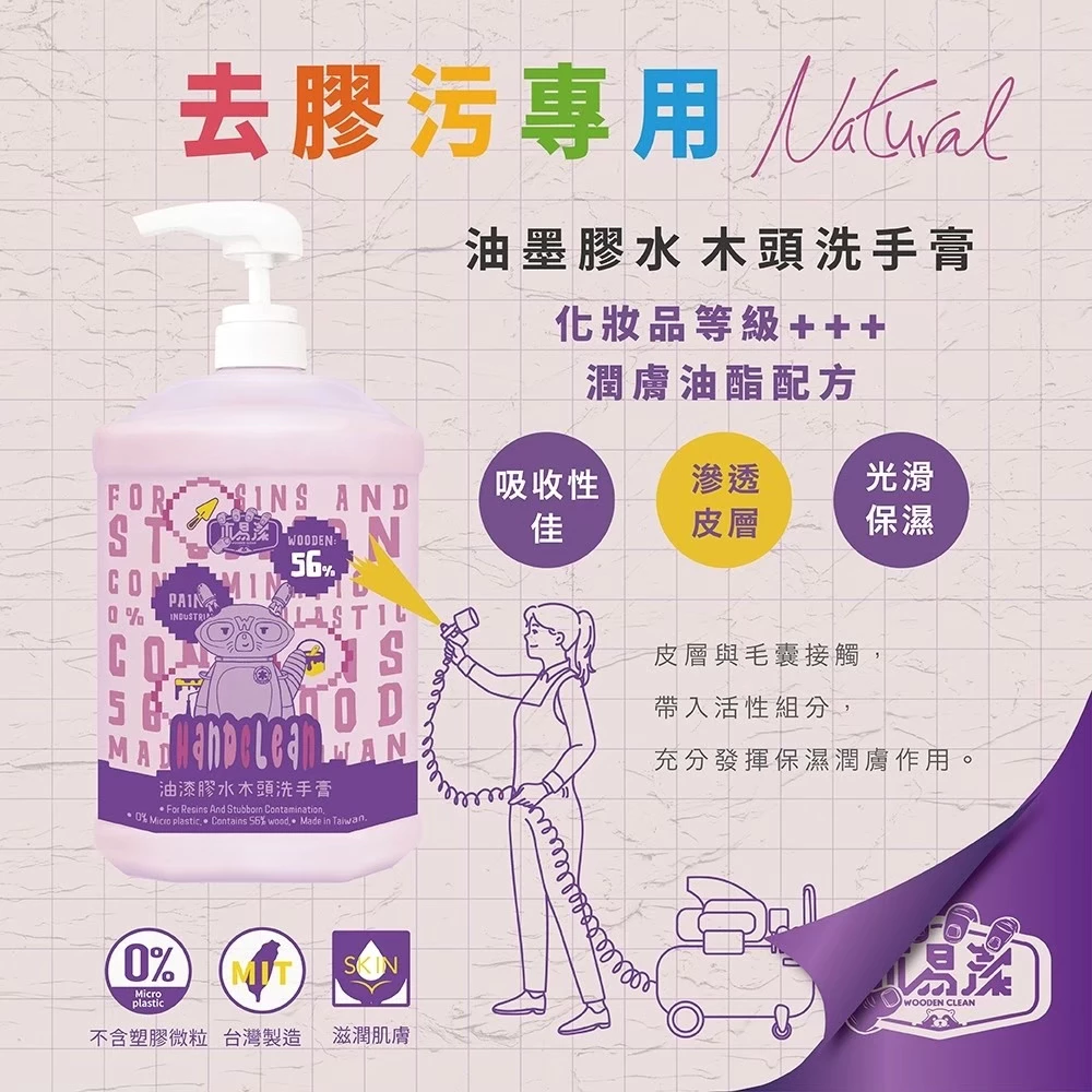 【飆破盤】木易潔 Wooden Clean 洗手膏 1L 2L 油漆洗手膏 油漆 水泥漆 膠水 油墨 膠汙專用洗手劑
