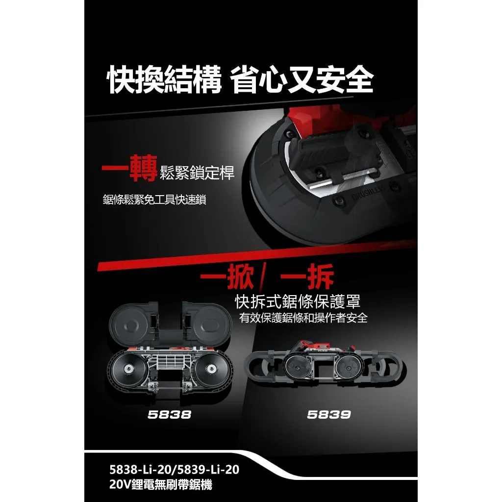 【飆破盤】DEVON大有 20V無刷帶鋸機 64mm 5838-LI-20 電動工具 切割 無碳刷 工程 水電 裝潢