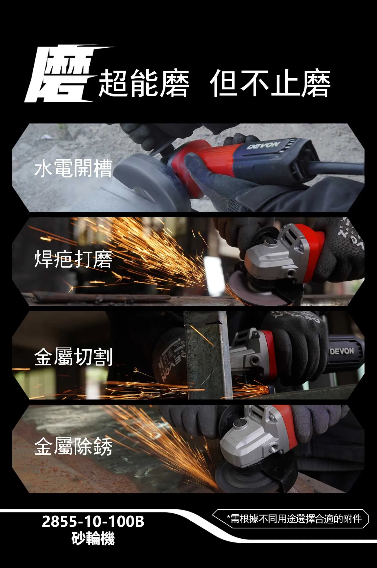 【飆破盤】DEVON大有 插電砂輪機 110V 950W 打磨 切消 4吋