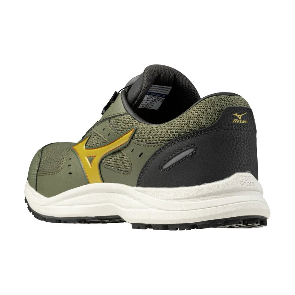 【飆破盤】MIZUNO 美津濃 安全鞋 F1GA266336 白底軍線身金勾 工作鞋 保護 輕量 防滑 塑鋼頭 透氣