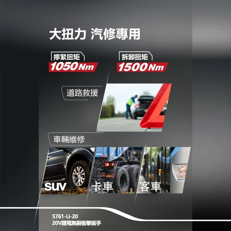 【飆破盤】DEVON大有 5761-LI-20 20V無刷4分扳手 1050/1500Nm M30 四分 電工 汽修
