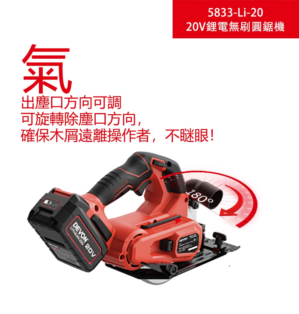 【飆破盤】DEVON大有 5833-LI-20 20V無刷5