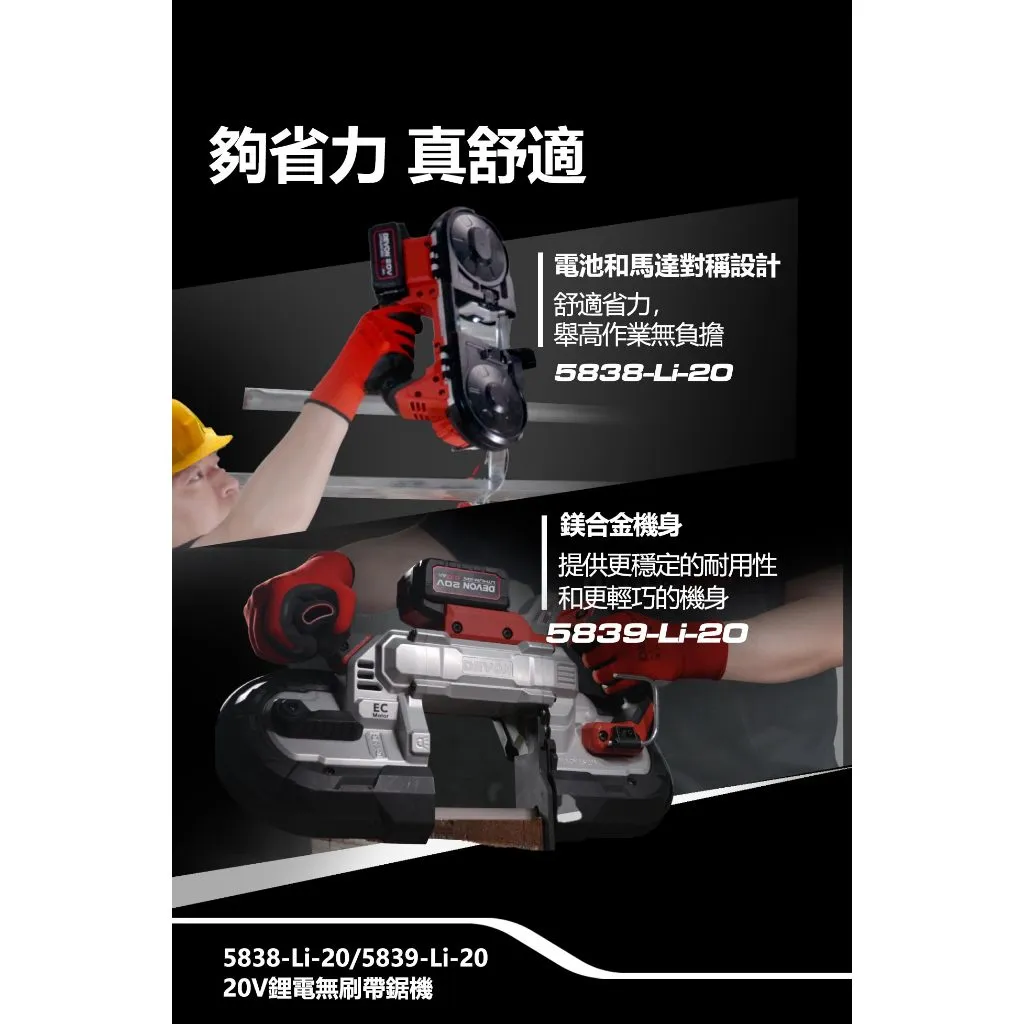 【飆破盤】DEVON大有 20V無刷帶鋸機 64mm 5838-LI-20 電動工具 切割 無碳刷 工程 水電 裝潢