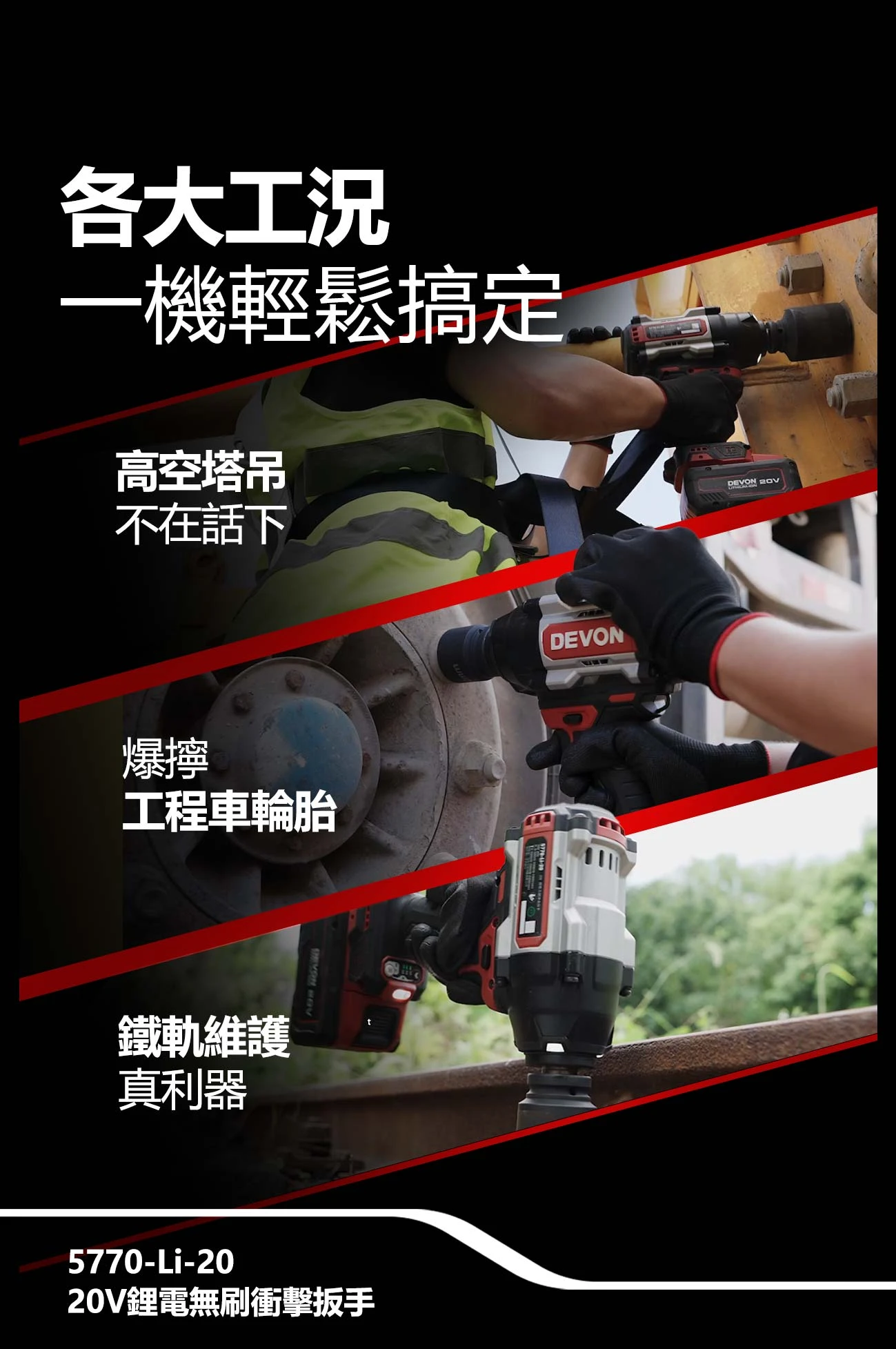 【飆破盤】DEVON大有-20V充電無刷電動板手(3/4