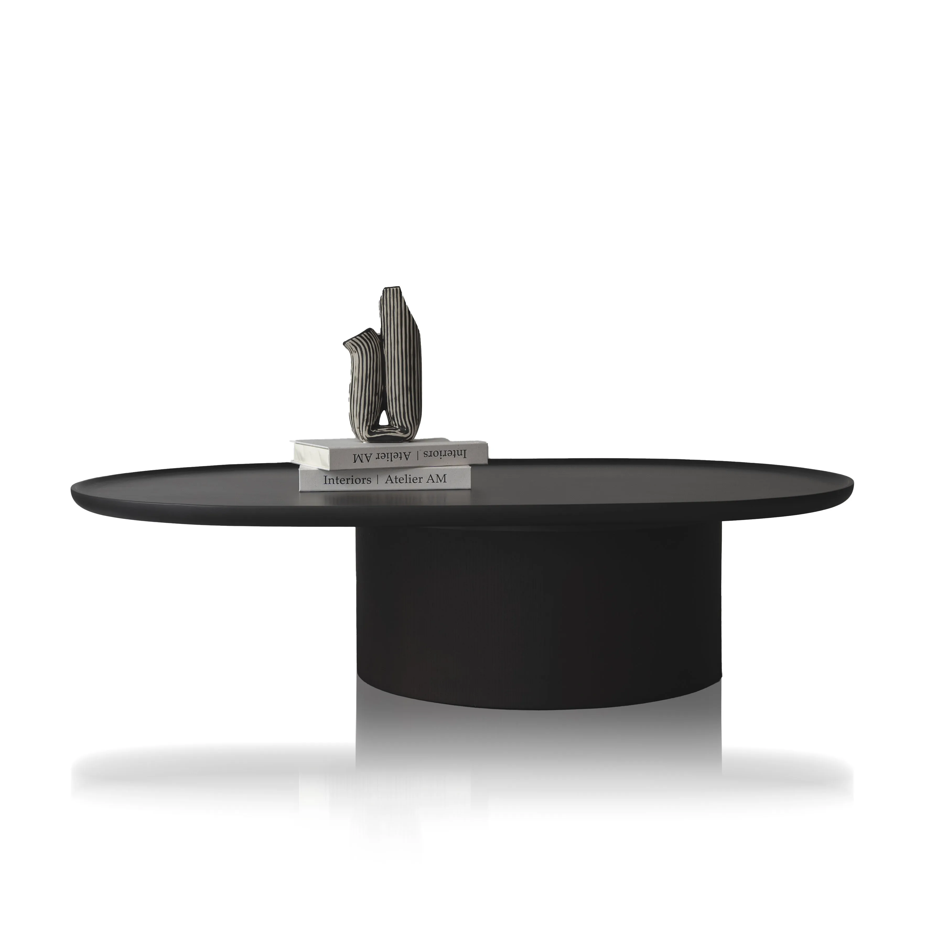 黑色實木皮茶几