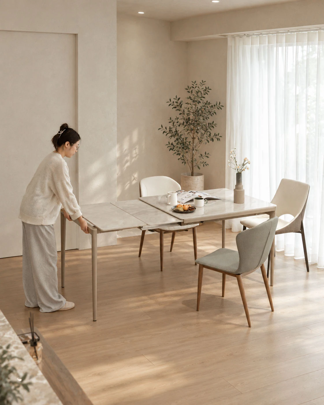mila 岩板伸縮餐桌