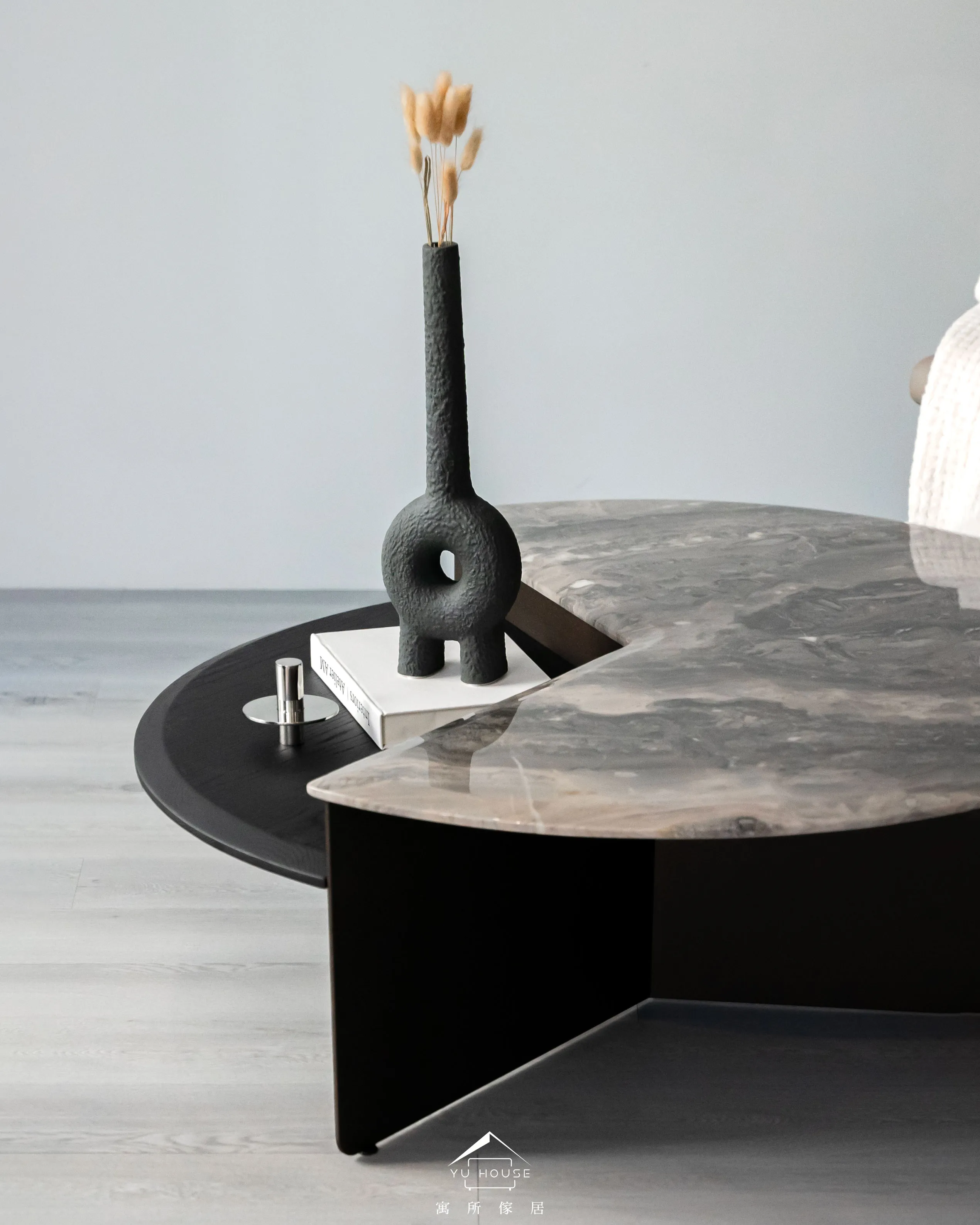 半月大理石茶几