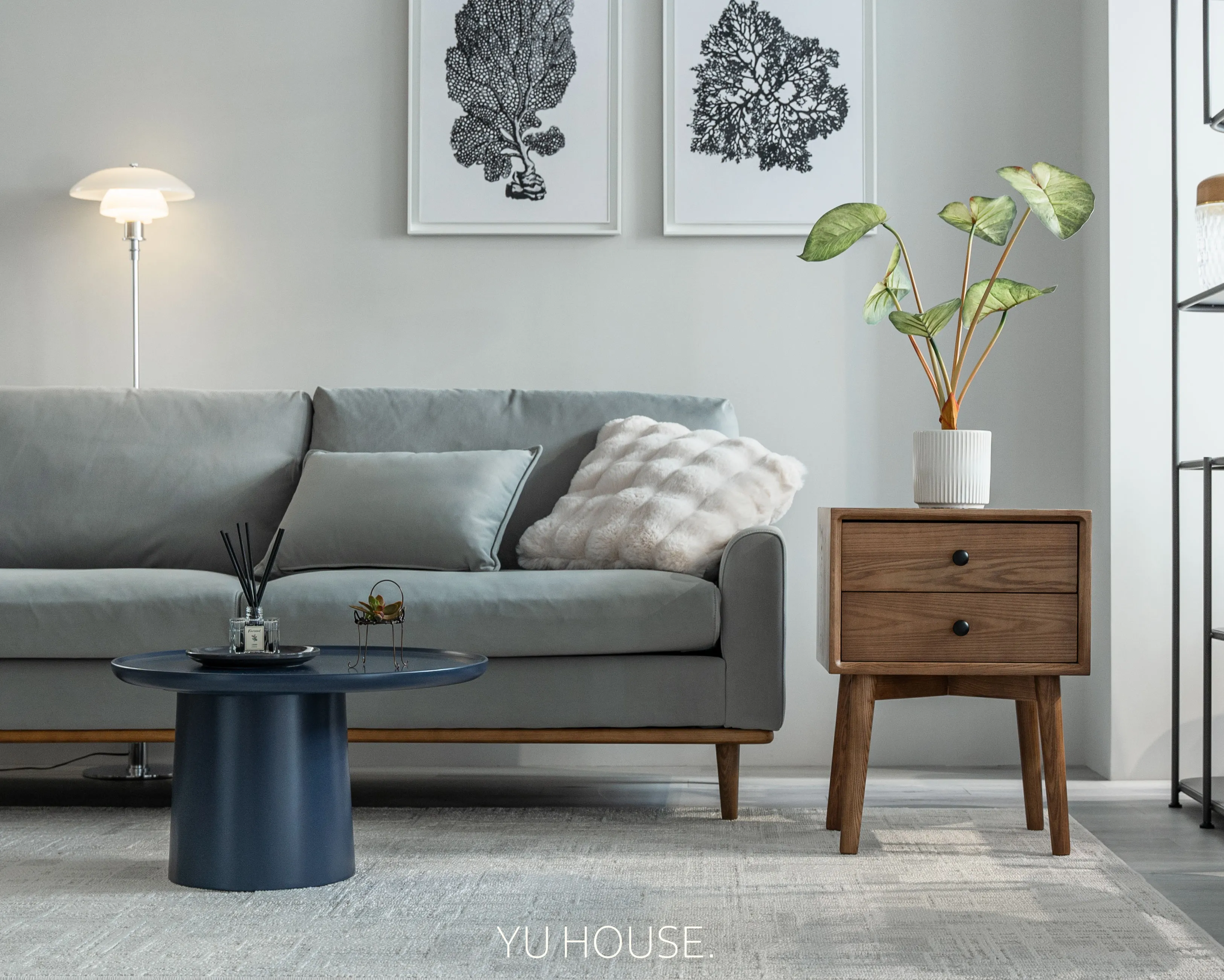 霧藍短絨·舒柔沙發