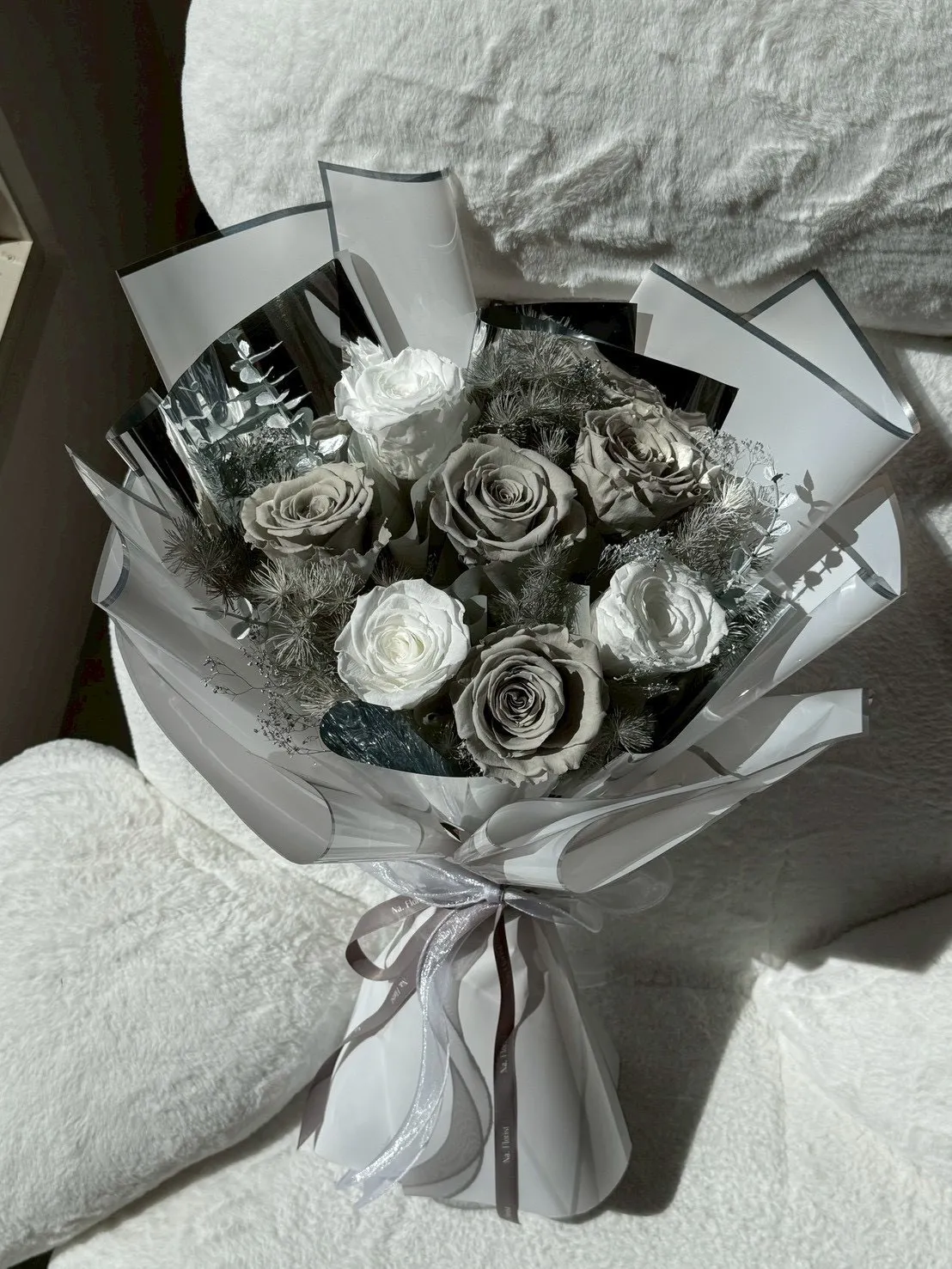 銀白月光高級永生花束