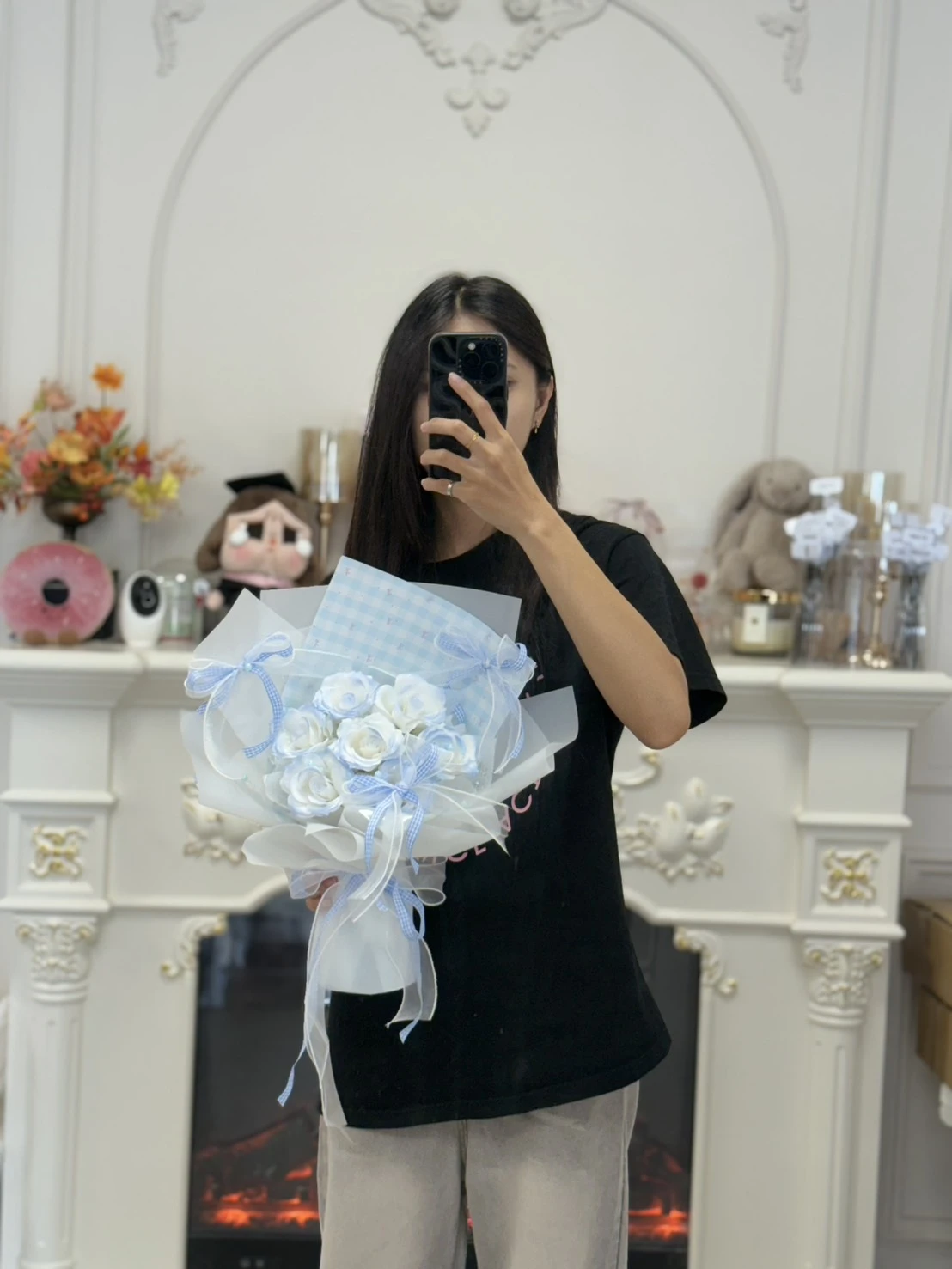 多色格子蝴蝶香皂花束