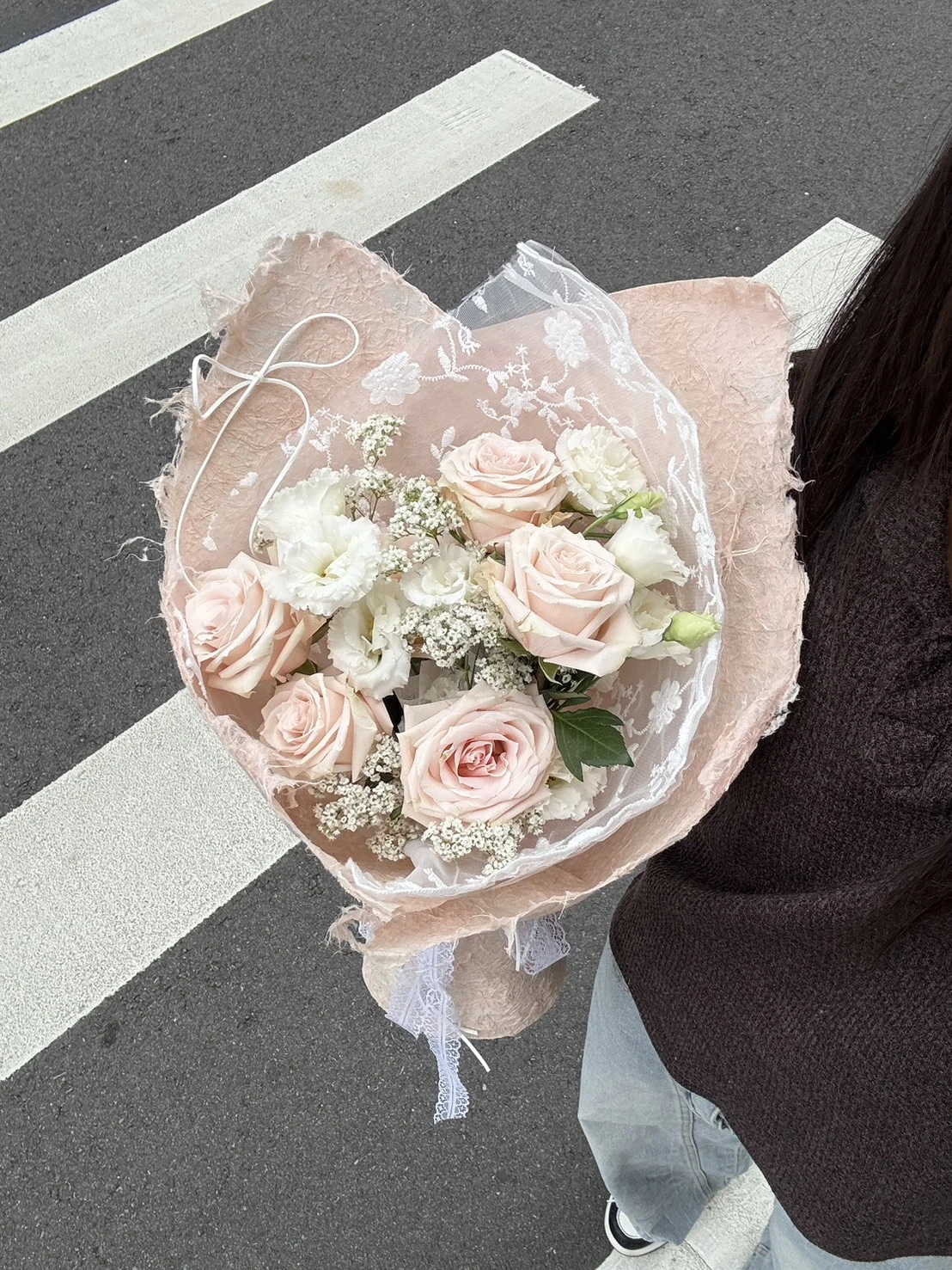 滿天星進口玫瑰鮮花花束