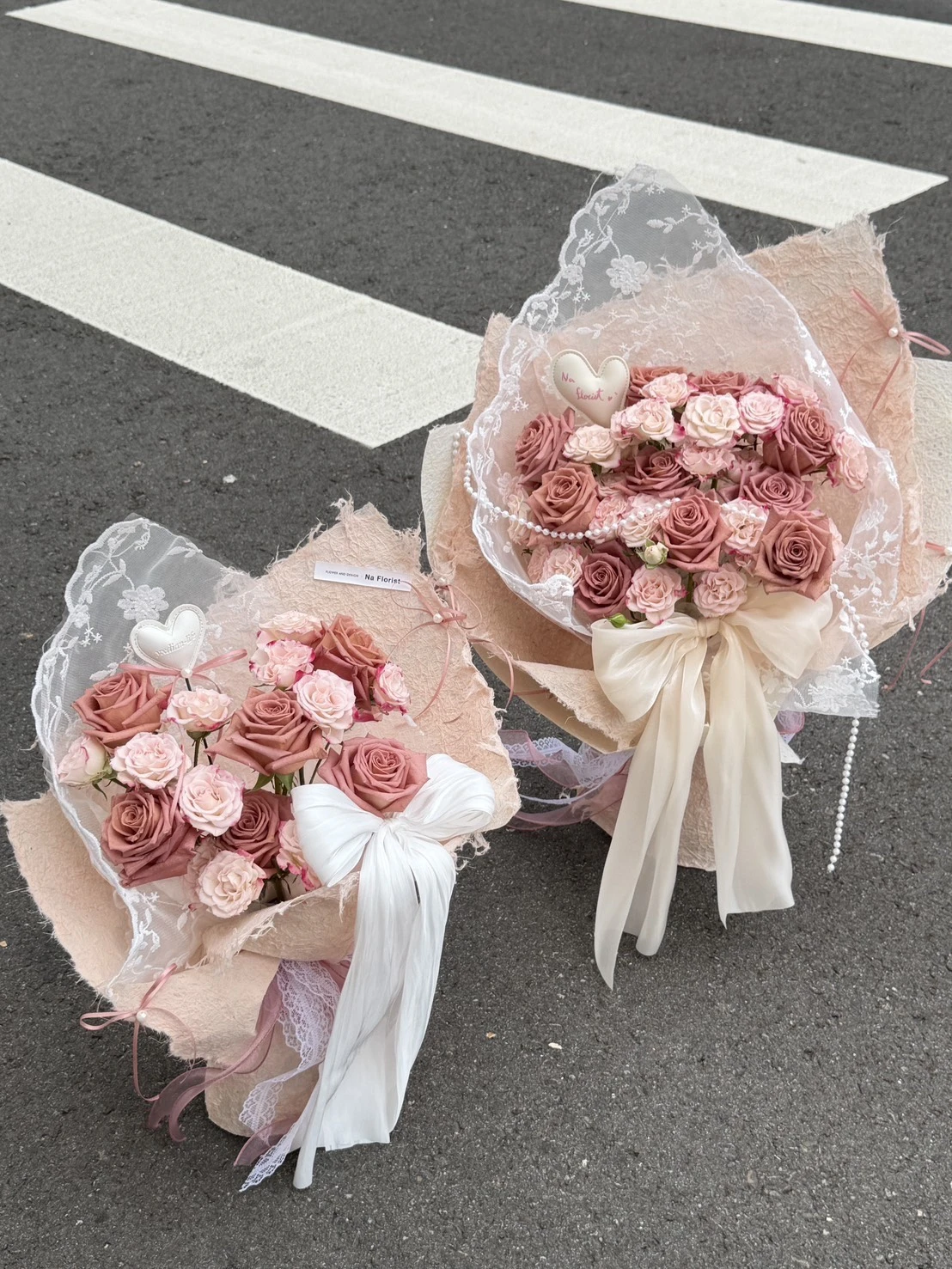進口繽紛粉蕾絲花束