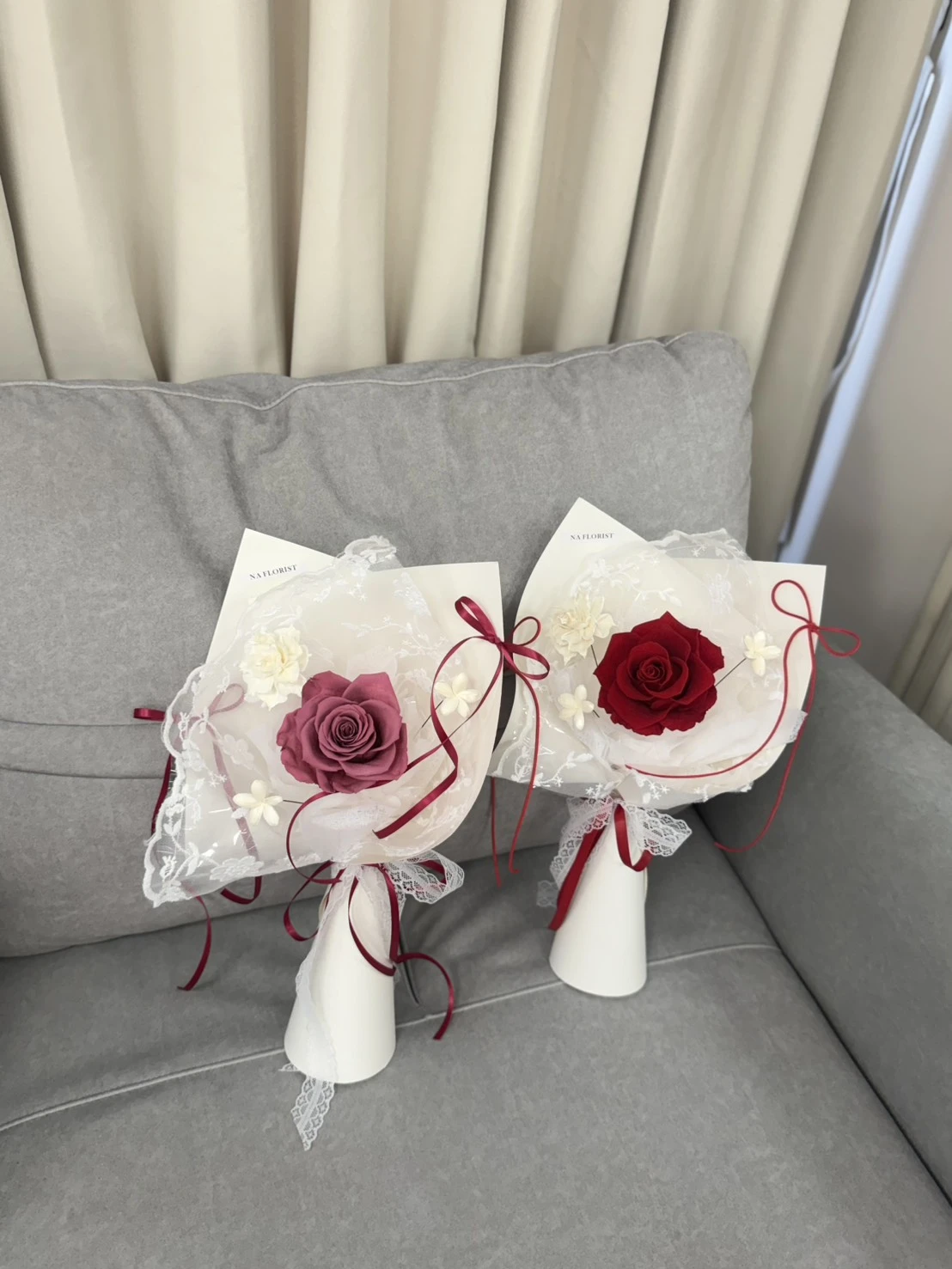  單支蕾絲永生花束