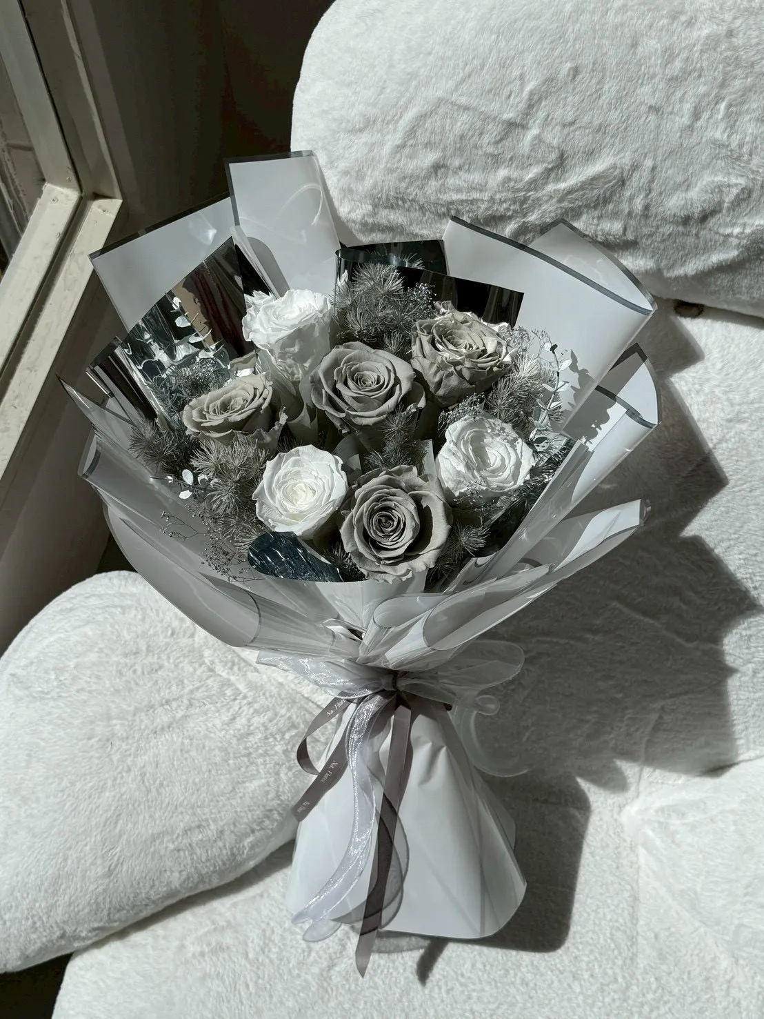 銀白月光高級永生花束