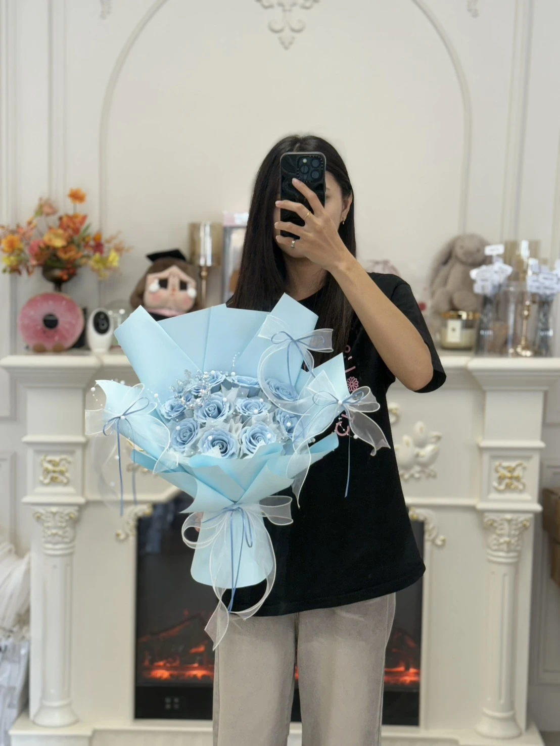 藍系香皂花束