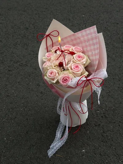 粉系生日蛋糕鮮花