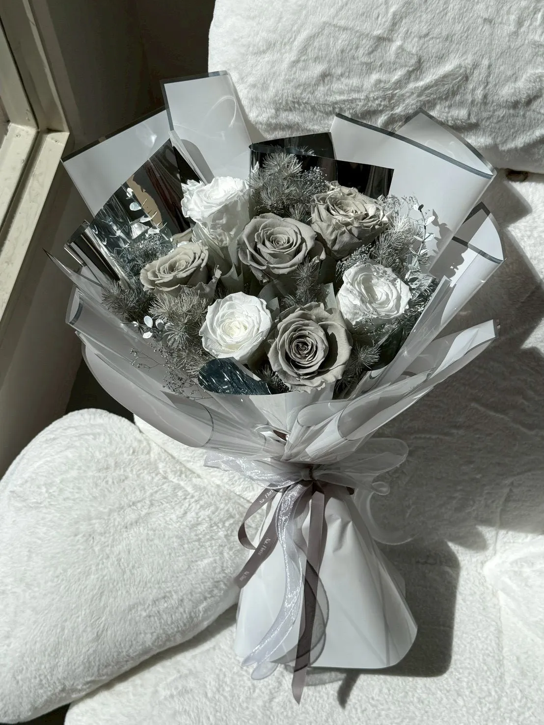 銀白月光高級永生花束