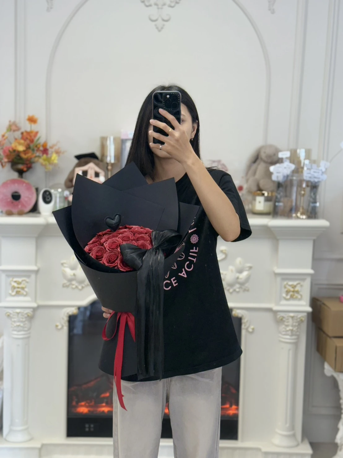 大蝴蝶紅玫瑰香皂花束
