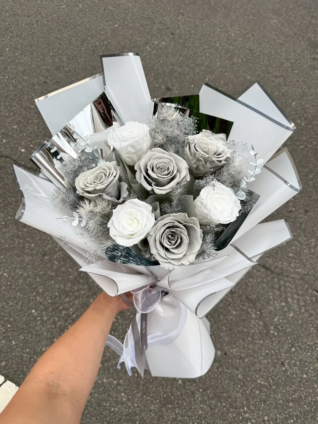 銀白月光高級永生花束