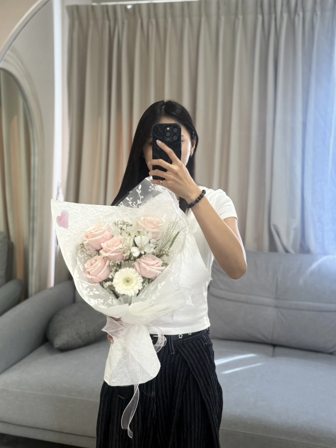 粉玫瑰蕾絲花束