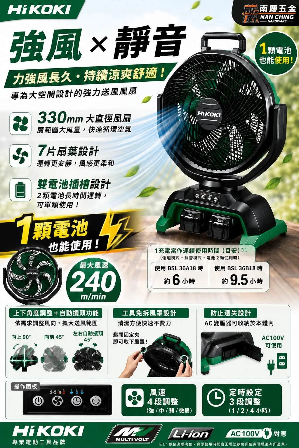 HiKOKI 充電式工業循環風扇