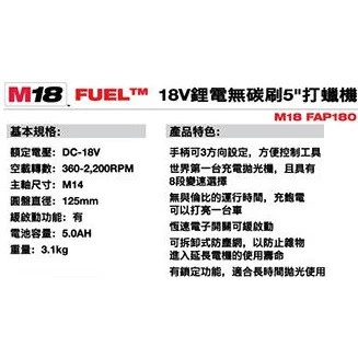 南慶五金 含稅 美沃奇MILWAUKEE 18V鋰電無碳刷5