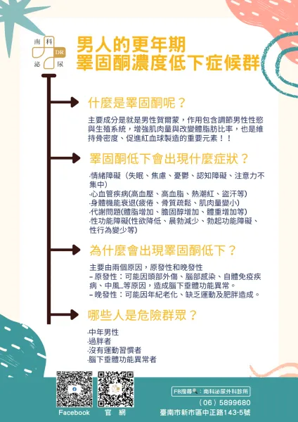 男性也有更年期？！ 快來檢查睪固酮濃度