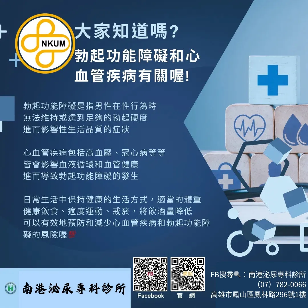 大家知道嗎？ 勃起功能障礙和心血管疾病有關喔！
