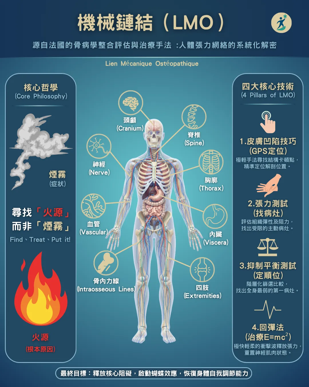 【 LMO 機械鏈結 (Lien Mécanique Osteopathique)】還在靠止痛藥壓制偏頭痛？是時候關掉大腦深處的「疼痛警報器」了。