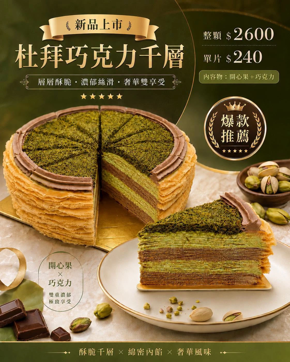 杜拜巧克力千層8吋