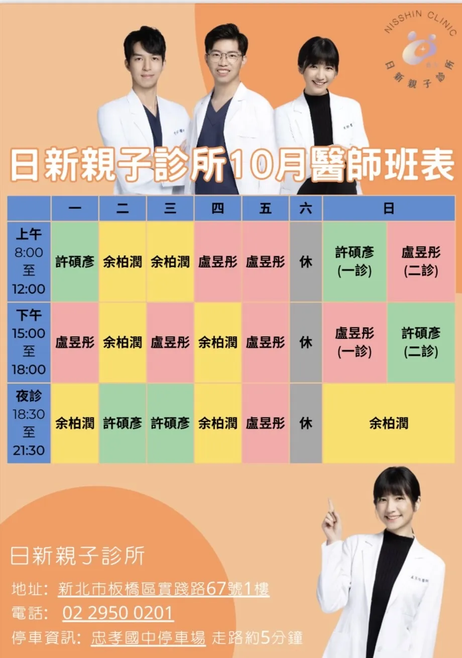 114年十月醫師班表