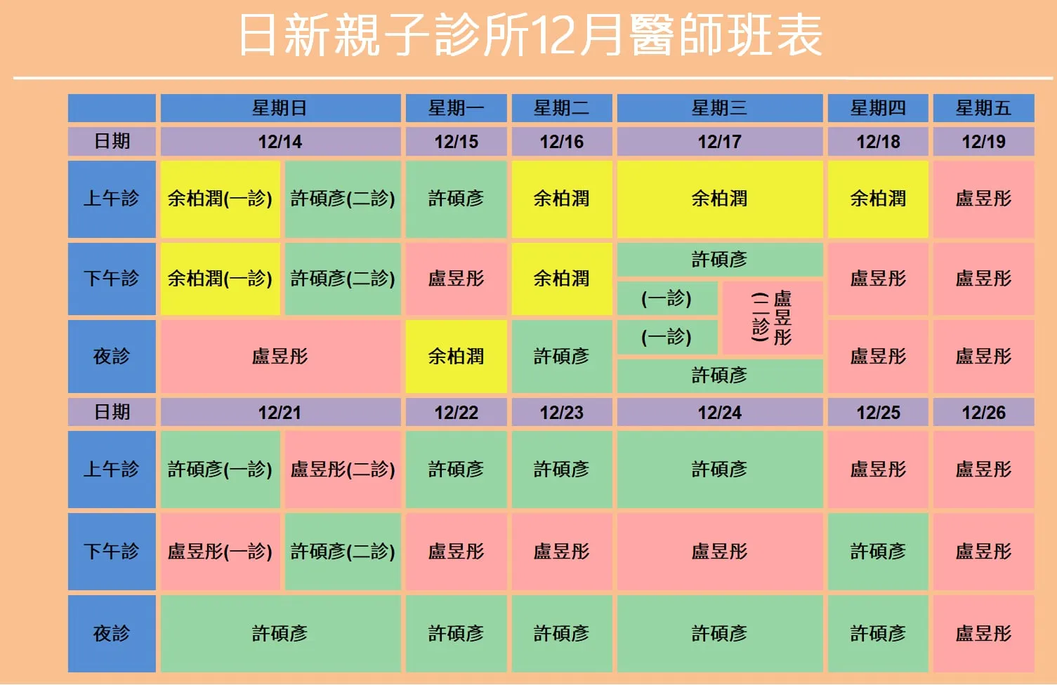 2025年12月18日之後班表異動