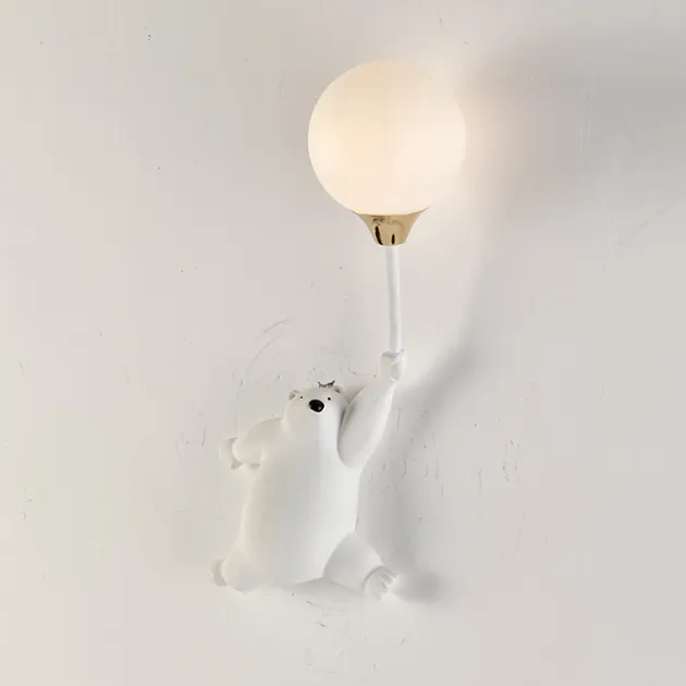  氣球北極熊壁燈-左 